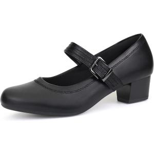 Ortho + Rest Women Mary Janes Shoes for Bunions Orthopedic Dress Shoes Low Chunky Heels Work Pumps (5, Black)