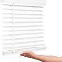 LOTUS & WINDOWARE Cordless Faux Wood Blinds, 30" Wide x 60" Long, Smooth, Snow White, 2 Inch Horizontal Blinds  for Living Room, Bedroom, Interior Door Windows (30 x 60)