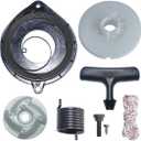 Recoil Starter Pulley Spring Grip Rope Kit for Husqvarna 435 440 Chainsaw Replace # 505647301, 537423201, 540057502
