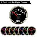 Fuel Level Gauge 52mm/2-1/16 7 Backlight Colors 0-90ohms 16-158ohms 73-10ohms 0-190ohms 240-33ohms Anti-Vibration Anti-Over-Voltage Waterproof IP67