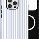 Magnetic Case for iPhone 14 Pro Max, Compatible with MagSafe, Aesthetic Striped Cute Design for Women, Hybrid 2-Layer Hard Shell Phone Cover, Blue