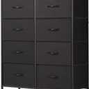 Sweetcrispy Dresser for Bedroom with 8 Drawers, Large Storage Tower | Fabric Chest of Drawers with Metal Frame Wooden Top for Closet, Living Room, Entryway, Ink, Size: 31.5"D x 11.8"W x 36.4"H (8 Drawers)