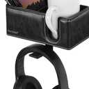 Aurynns Desk Cup Holder Clip on Pen Holder Headphone Hanger Headset Stand Rotatable Clamp Hook Under Desk (Black)