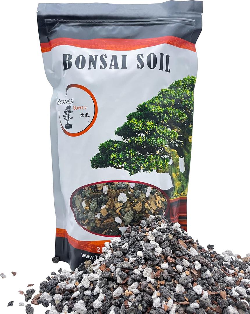 Bonsai Soil All Purpose Mix | Fast Draining Pre Blend (2 Quart Bag) Plant | Pumice, Lava, Calcined Clay and Pine Bark  Potting Pre Mixed Bonsai Plant Soil Mixture By The Bonsai Supply