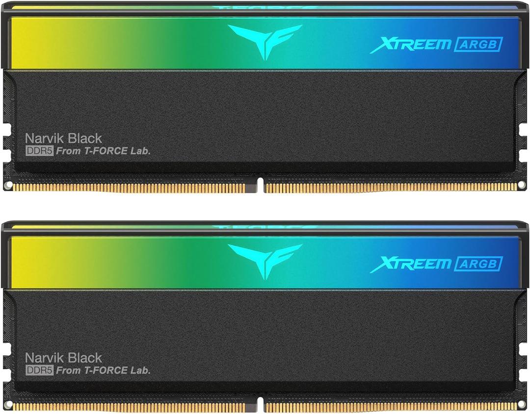 TEAMGROUP T-Force XTREEM ARGB DDR5 Ram 32GB (2x16GB) 8000MHz PC5-64000 CL38 Desktop Memory Module Ram for 600 700 Series Chipset XMP 3.0 Ready Black FF9D532G8000HC38DDC01
