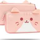 GeekShare Carrying Case Compatible with Switch OLED / Switch 2017, Protective Hard Shell Travel Pouch with Storage for Games & Accessories, Cat Ear