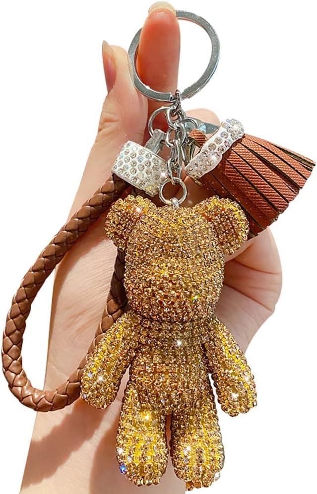 Creative Cool Diamond Bear Design Pendant Keychain Key-Chains Keyrings (Yellow)