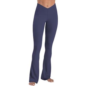 Sunzel Mini Flare Leggings for Women V Crossover Mid Rise Workout Flared Yoga Pants with Tummy Control and Wide Leg (Gray, XS)