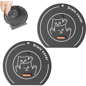 5 x 2-in-1 Shower Drain Hair Catcher & Bathtub Drain Cover, Odor-Proof Silicone Hair Stopper for Bathroom, Tub, Sink, Kitchen, Laundry - Prevents Clogs and Unpleasant Smells (2, Grey)