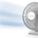 Lasko Personal Table Fan with Storage Tray, 2 Quiet Speeds, Tilt-Back Fan Head for Home Office, Bedroom, 6", White, 2002W