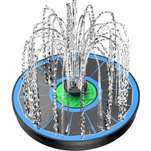 Yzert Solar Fountain Full Glass Panel No Battery, 3.5W Solar Bird Bath Fountains with 4 Fixed Rods & 7 Nozzles, Solar Fountain Pump for Bird Bath, Garden, Pond, Pool, Patio,Hummingbird