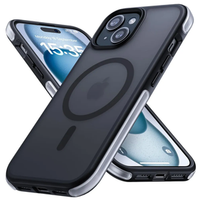 Pack of 2 Lamicall Magnetic Phone Case for iPhone 15 Plus for MagSafe  [18 FT MilGrade Drop Protection] Phone Case with Air Bumpers and Raised Edges, Shockproof Case for iPhone 15 Plus Phone Case, Black