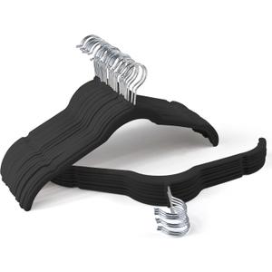 Premium Velvet Hangers 30 Pack - Space-Saving Closet Organizer for Clothes, Non-Slip Flocked Design, Ideal for Shirts and Coats (Black) (360 Swivel hook 30 Pack)