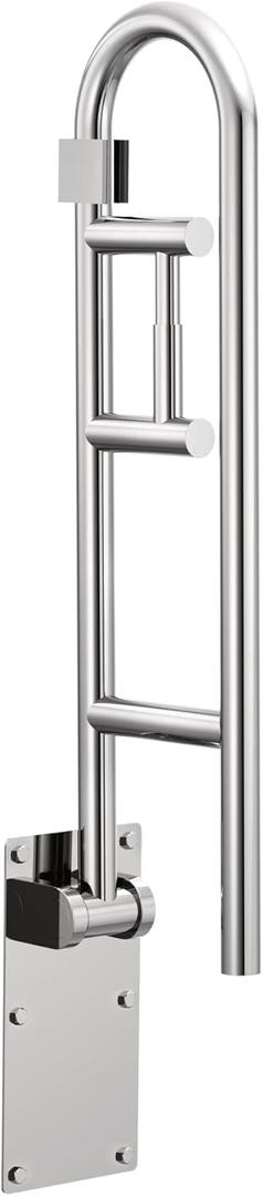 Moen Stainless Safety 30-Inch Flip-Up Bathroom Grab Bar with Integrated Toilet Paper Holder, Wall Mounted Support for Handicapped or Elderly, R8962FD (Peened)