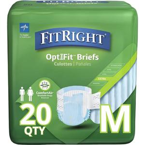 Extra Cloth-Like Adult Incontinence Briefs, Size M, 32" to 44" Waist