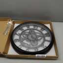 Presentime & Co 12" Farmhouse Gear Clock, Silent no Ticking, Indoor/Outdoor Clock, Weatherproof, Grey Oak and Galvanized Finish. Wall Décor/Outdoor Décor for Living Room, Kitchen, Garden, and Patio