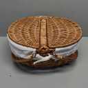 Wicker Picnic Basket with Removable Liner Empty Picnic Baskets with Lid, Picnic Hamper with Foldable Handles for Picnic 2, Natural Color, Large