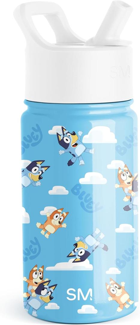 Simple Modern Kids Summit Water Bottle with Straw Lid | Bluey 14oz Stainless Steel Cup Insulated Tumbler for Toddlers, School | Bluey Sky (14 Ounces)