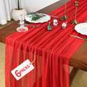 6 Pack Red Christmas Cheesecloth Table Runner 120 Inch Rustic Boho Cheese Cloth 10Ft Sheer Gauze Table Runner for Wedding Decor Birthday Baby Shower Holiday Party Home Decorations