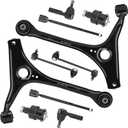 10pc Front Lower Control Arms Suspension Kit Fit for 1998-2007 Ford Taurus 1998-2005 Mercury Sable with Lower Ball Joints Sway Bar End Links Inner Outer Tie Rod Ends