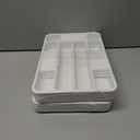 2 x Kitsure Cutlery Drawer Organiser for Kitchen - Adjustable Cutlery Tray for Effortless Utensil Sorting, Versatile Kitchen Storage & Organisation Solution, 12.13" x 1.54" x 8.07"~13.90", White (Medium)