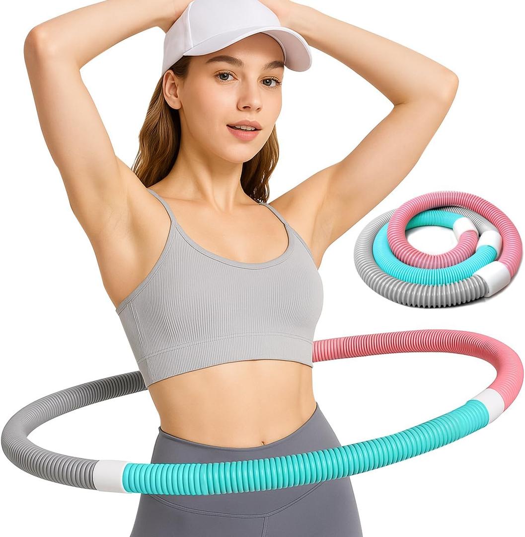 Soft Spring Hula Hoop for Adults Foldable Slimming Fitness Weight Loss Waist-Friendly Design Home and Travel Portable Upgraded Closed Silent Version Abdominal Workout Suitable Carried by Family