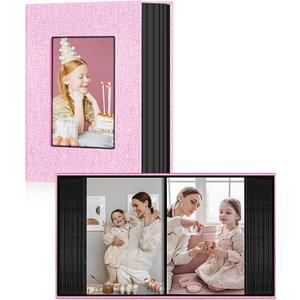 Ejblfe Photo Album 4x6,Linen Cover Slide-in Photo Album Book Can Holds 100 4x6 Photos with 50 Black Sheets for Family,Wedding,Baby and Holiday Pictures (Pink)