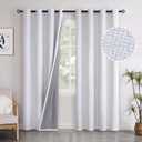 reyish WhiteYoungsTex Linen Blackout Curtains 84 Inch Length for Bedroom, Room Darkening Drapes with Grommet Energy Saving for Living Room Summer Heat, 2 Panels 52 X 84 Inch, 