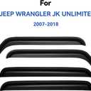 Window Visors Rain Guards Shield for 2007-2018 Jeep Wrangler, Out-Channel Window Vent Wind Deflectors Visors Shades for 07-18 Wrangler JK