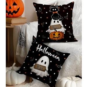 Puresora Halloween Pillow Covers 18x18 Set of 2 Throw Pillow Cases Soft Cushion Case Pillowcase for Chair Sofa Bedroom Living Room Home Decor, Polka