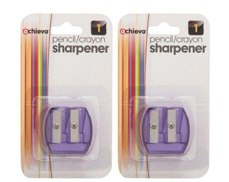 Officemate Achieva Twin Pencil and Crayon Sharpener, Box of 12, Assorted Translucent Colors (30230) 2pcs