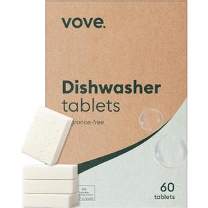 Vove Dishwasher Detergent Blocs | Unscented | World's First 5-Layer PureStack Technology | 2X Enzyme Power | 60 Ultra-Concentrated Blocs, Tablets, Pods, Sheets | Beats Sheets & Pods | Plastic-Free Eco