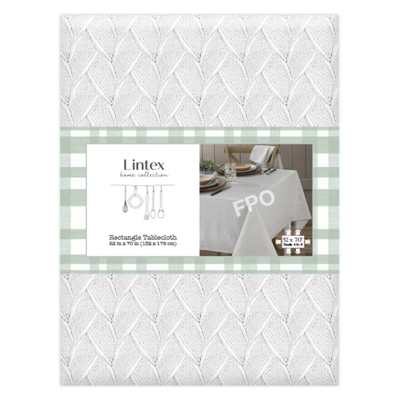 Lintex Home Collection Rectangle Anais Tablecloth - White 60x84 In