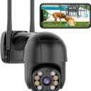 ICSEE WIFI Camera Security 4K 8MP Wireless PTZ Waterproof Human Detection Auto Tracking CCTV With Network Port, Alexa Supported (Single Lens 8MP)