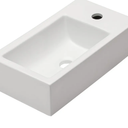 Lordear Wall Mount Sink 18x10 Inch Rectangle Bathroom Sink with Single Faucet Hole White Porcelain Ceramic 18 Inch Bathroom Wall Maunted Sink Right Hand