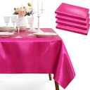4 Pack Hot Pink Satin Tablecloth, 58 x 102 Inches Polyester Tablecloths Rectangular Tablecloths Wrinkle Resistant Table Cloth Dining Table Cover Smooth Fabric Tablecloth