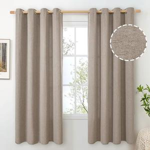 BGment Privacy Linen Curtains for Bedroom 72 Inch Length 2 Panels, Taupe Textured Window Curtain Drapes Thick Light Filtering for Living Room Farmhouse Office Non See Through, Each 52 Inch Wide