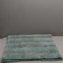 H.VERSAILTEX Bath Mats for Bathroom Non Slip Extra Thick Chenille Striped Bath Rug 24" x 36" Absorbent Non Skid Fluffy Soft Shaggy Rugs Washable Dry Fast Plush Mats for Indoor, Bath Room, Tub - Color: Eggshell Blue