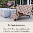 100% Wool Blanket Camping, 60"x84" Large Warm Blankets for Winter, Scotch