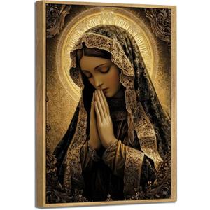 Mary Our Lady of Guadalupe Portrait Canvas Wall Art Decor Religious Catholic Prints Poster Picture for Altar Living Room Bedroom Decoration Lamina enmarcada de Nuestra Señora de Guadalupe Framed