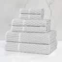 Superior Juno Viscose Cotton Blend Medium Weight Towels, for Bathroom, Shower, Spa, Plush, Quick Dry, Ultra-Soft Towels, Bath Essentials, Border Detail, 6 Piece Assorted Towel Set, Platinum