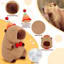Achwishap Capybara Plush,Happy Birthday Capybara Stuffed Animal,Cute Plushies Capybaras Plush Toys,Kawaii Plushie Stuffed Toy with Birthday Hat Plushie for Kids Adults Birthdays Gifts,Brown 12