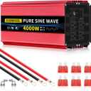 SUNWHEEL 4000W Pure Sine Wave Inverter, Solar Off-Grid Inverter, 12V DC to 110V 120V AC for RV、Microwave、Truck、Refrigerator、Freezer、TV、Air Conditioner with 4 AC outlets and LCD Display