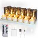 Rechargeable Tea Lights Candles with Remote Timer, 12 Packs Flameless Flickering led Tea Lights Votive Candles with USB Charging for Home Decor Centerpiece Christmas Wedding (2 inch)