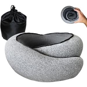 ELEVATED HOME & TRAVEL 2025 Neck Pillow Airplane for Sleeping | Pure Memory Foam Travel Pillow for Airplanes | Compact 360 Support | Washable Cover | Airplane Travel Essentials | Travel Neck Pillow