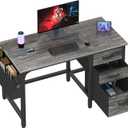 Lufeiya Computer Desk with File Drawers Cabinet, 47 Inch Home Office Desks with Filing Cabinet for Small Space, Gaming Study Writing Table PC Desks, Gray