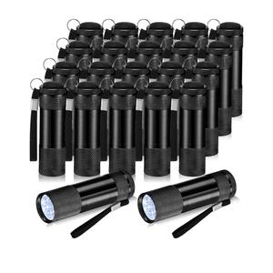 10 Pcs Mini Flashlights Bulk, Bright Aluminum Handheld Flash Light with Lanyard Small LED Flashlights for Night Reading Emergency Hurricane Camping Hiking, Batteries Not Included(Black)