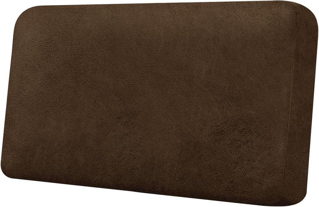 Loveseat Cushion Cover Leather-Look 1PC Stretch Love Seat Slipcover for Living Room Individual Couch Seat Protector, Pet-Friendly, Non-Slip, Easy Fit - Dark Brown