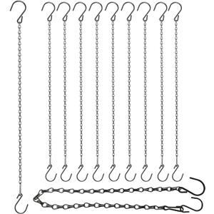 Chain for Hanging Plants, Adjustable Hanging Chain with Hooks, 21 Inch, Black  10 Pack Heavy Duty for Hanging Bird Feeders,Grow Lights, Potted Plants, Neon Sign, Christmas Wrea (BLK/ WHT)