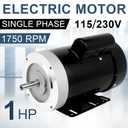 1 HP Electric Motor,1750RPM General Purpose Single Phase Motor 56C Frame 13.6/6.8A 115/230V TEFC CW/CCW